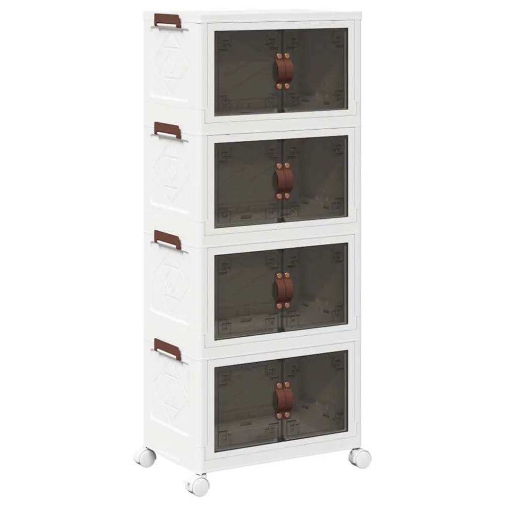 Scatola Portaoggetti con Ruote 4 Livelli 28 L 48x29,5x112,5 cm con Ruote Pivottanti