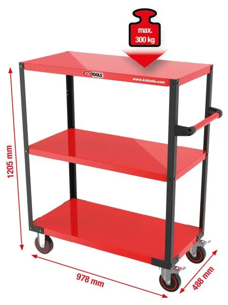 Sollevatore Forbice Carrello da pavimento / carrello di servizio KS Tools con 3 aree di carico 890.0009