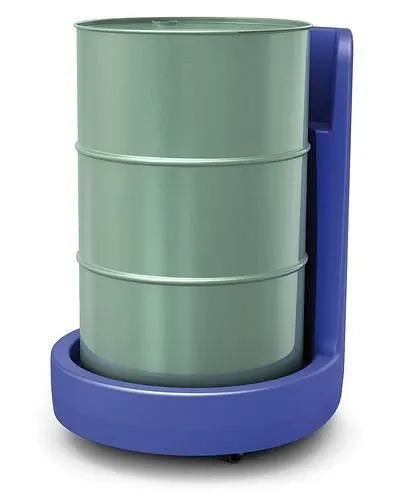 Spingitore per Pallet Rullo cilindrico DENIOS Poly200 S polietilene (PE) con grembiule e barra di spinta blu 181-869
