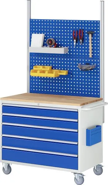Tavolo di Movimentazione Carrello da montaggio RAU collezione 7000 L1145xP650xH975mm supporto metallo cassetti: 2xH60 2xH9...