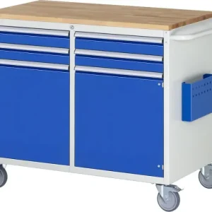 Tavolo di Movimentazione Carrello di montaggio RAU collezione 7000 L1145xP650xH975mm piano di lavoro faggio massiccio sini...