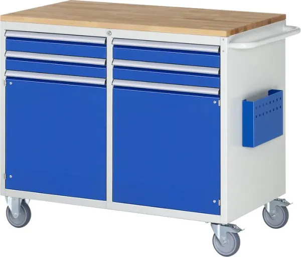 Tavolo di Movimentazione Carrello di montaggio RAU collezione 7000 L1145xP650xH975mm piano di lavoro faggio massiccio sini...
