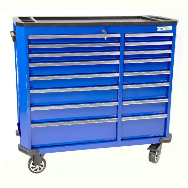 Tavolo di Movimentazione Carrello portautensili Metra 16 cassetti Serie Tecnico blu 10265