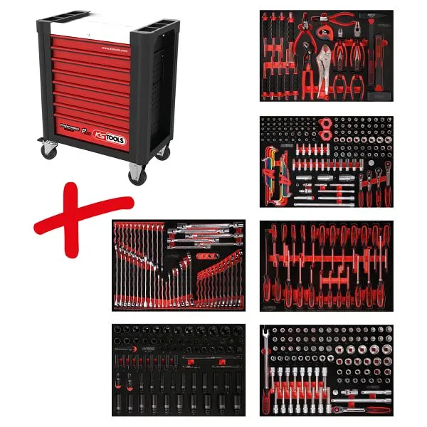 Traslatore Cinghia Set di carrelli da officina KS Tools PERFORMANCEplus P10 con 423 utensili e 6 cassetti 810.6423