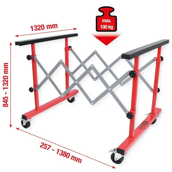 Trasportatore Rulli Manuale KS Tools Carrello versatile telescopico universale 257-1380 mm 500.8100