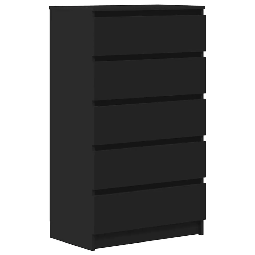 Cassettiera Nera 60x36x103 cm Legno Multistrato