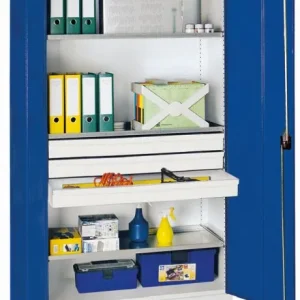 Professionale armadio per utensili e materiali Blunt collezione 2000 7035/5010 3 cassetti grandi 4 ripiani 2008274