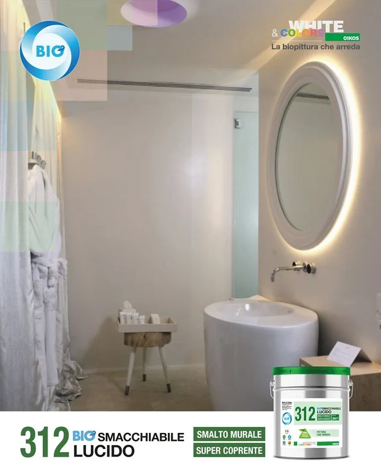 BIANCO 312 - SMALTO MURALE SMACCHIABILE LUCIDO - 12 LT