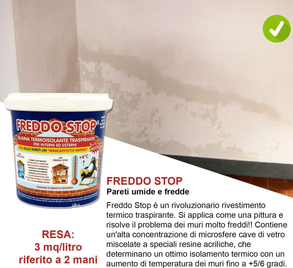 Kit Pareti Umide e Fredde (senza muffa) per 4/5 mq: Kalorfix lt.1 + FreddoStop lt.1 + TermicaMix lt.1 + MasterPaint lt.1