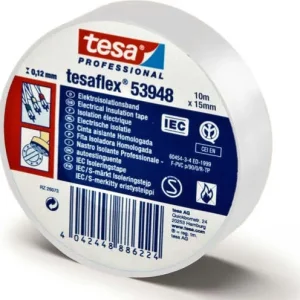 Nastro adesivo isolante - professionale - 10 m x 15 mm - bianco - Tesa [multipack] 10 pezzi