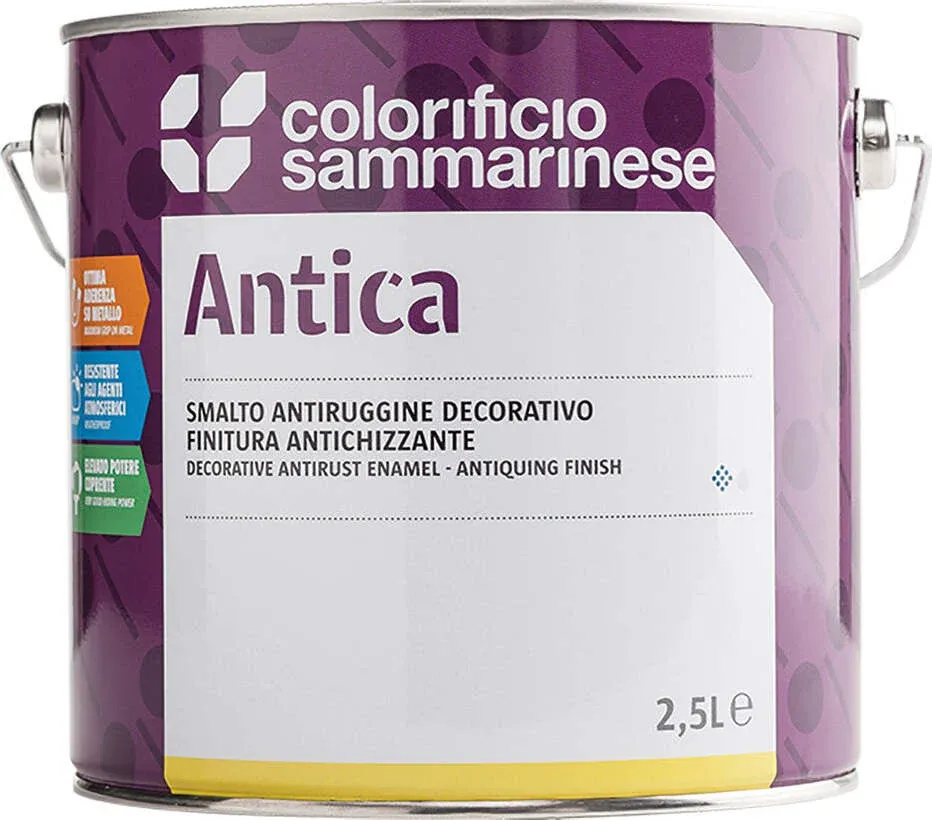 SMALTO ANTIRUGGINE 'ANTICA' Lt. 0,750 grana grossa - argento Colorificio Sammarinese