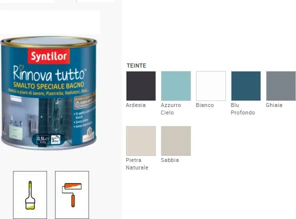 SYNTILOR - RINNOVA TUTTO SMALTO SPECIALE BAGNO 0,50 LT AZZURRO CIELO