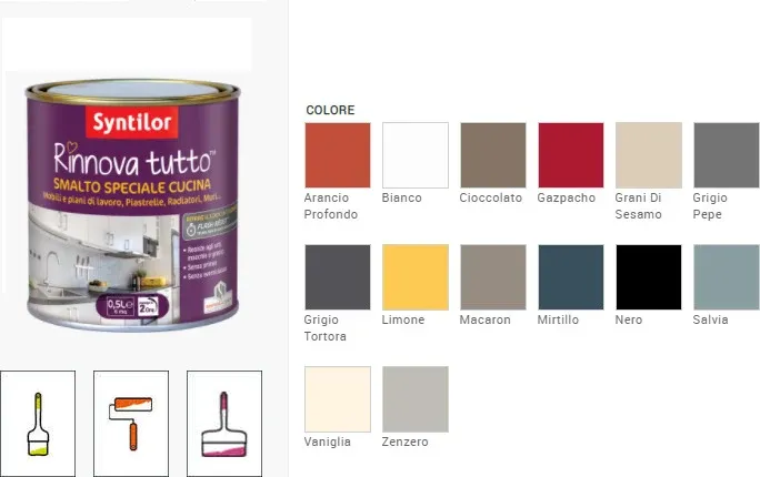 SYNTILOR - RINNOVA TUTTO SMALTO SPECIALE CUCINA 0,50 LT LIMONE
