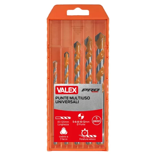 Valex - 1461161 - Punte multiuso universali - misure assortite - Valex - conf. 5 pezzi - 101909 - Conf. da 1 Pz.