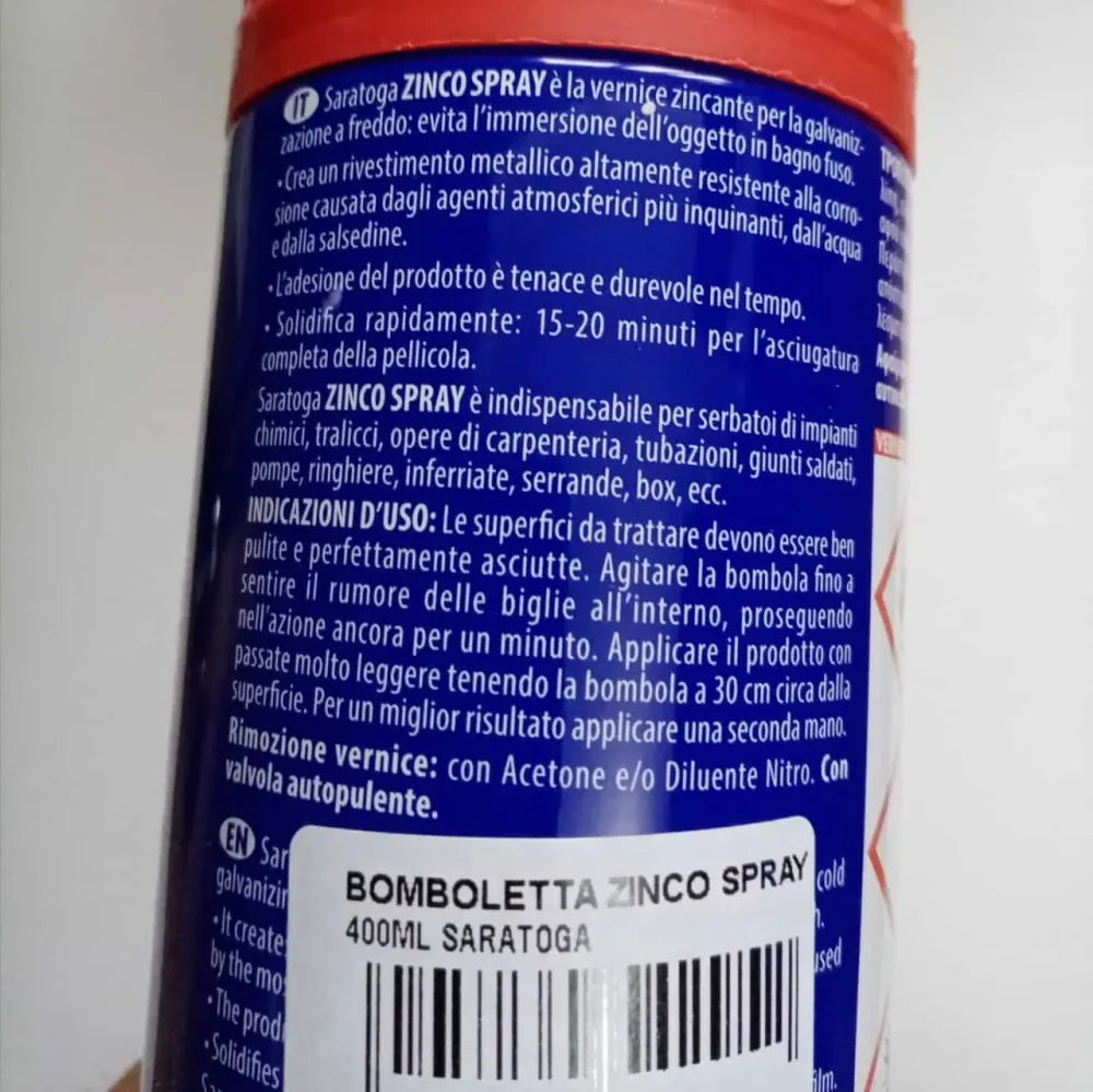 Zinco Spray 400ml vernice zincante per galvanizzare freddo