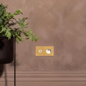 Kew Presa USB TYPE-C 30W & Francese/Belga Tipo E Doppia - Ottone antico | Bianco Regular