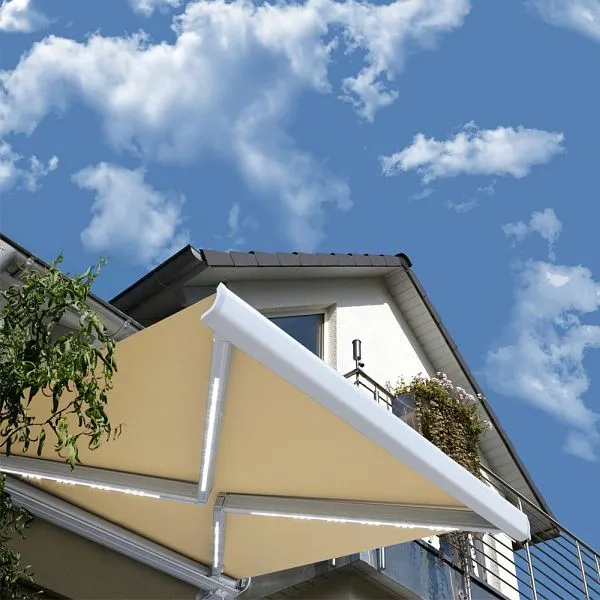 Tenda da sole cassonetto completa HOME DELUXE LED ELOS - 395 x 300 cm colore sabbia 22426
