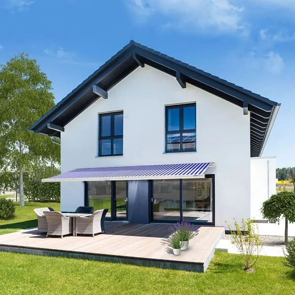 Tenda da sole cassonetto completa HOME DELUXE LED ELOS - 585 x 300 cm blu navy - bianco 22424