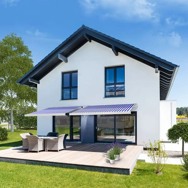 Tenda da sole cassonetto completa HOME DELUXE ELOS - 350 x 250 cm blu navy - bianco 22421