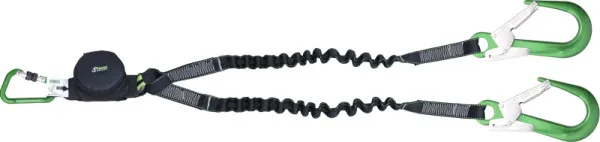 Cordino fettuccia elastica Kratos con assorbitore di energia e 3 moschettoni alluminio lunghezza 150 m FA3082015