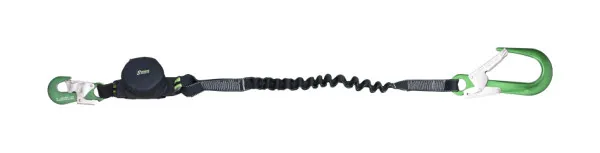 Cordino fettuccia elastica Kratos con assorbitore di energia e 2 moschettoni con bloccaggio automatico lunghezza massima 2...