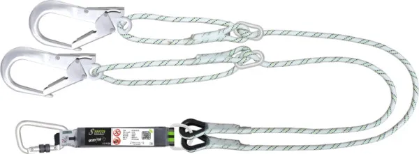 Cordino Kratos Y con assorbitore di energia corda kernmantel da 2 m con moschettoni alluminio con fibbia di regolazione FA...