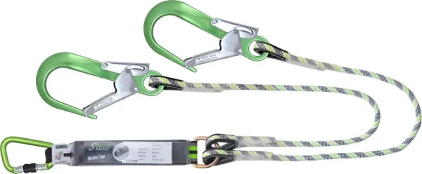 Cordino Kratos Y con assorbitore di energia corda kernmantel da 150 m con moschettoni alluminio verde FA3061015