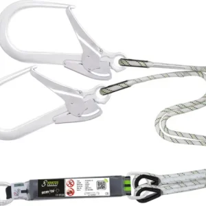 Lanyard Kratos Y con assorbitore di energia corda kernmantel e moschettoni alluminio lg. 150 mt ampia apertura cancello FA...