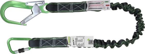 Lanyard Kratos fettuccia elastica con assorbitore di energia 2 m con moschettoni alluminio verde FA3090020