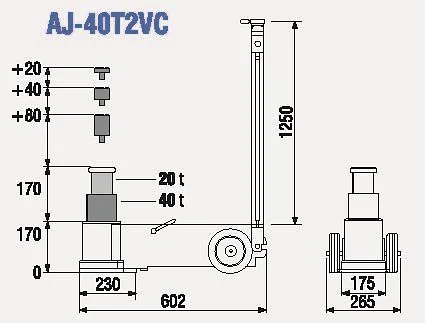 Martinetto idraulico ad aria TDL 2 stadi altezza 17 cm AJ-40T2VC