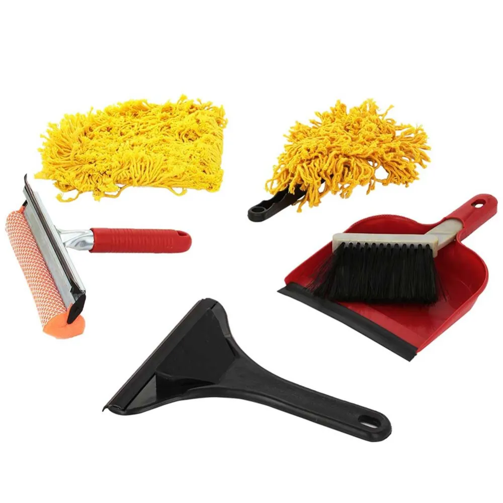 Kit Pulizia Auto Set Valigetta Macchina con Scopa Paletta Lavavetri Accessori