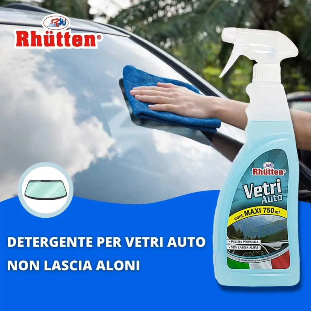 Rhutten Detergente Pulizia Vetri Auto Effetto Antistatico Senza Aloni 750ml