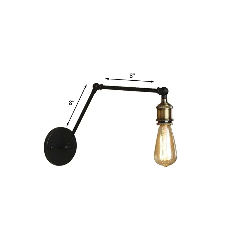 Cuscinetto Maglie Sconce industriale lampadina aperta con braccio oscillante Lampada da parete metallica 1 luce ottone/ner...