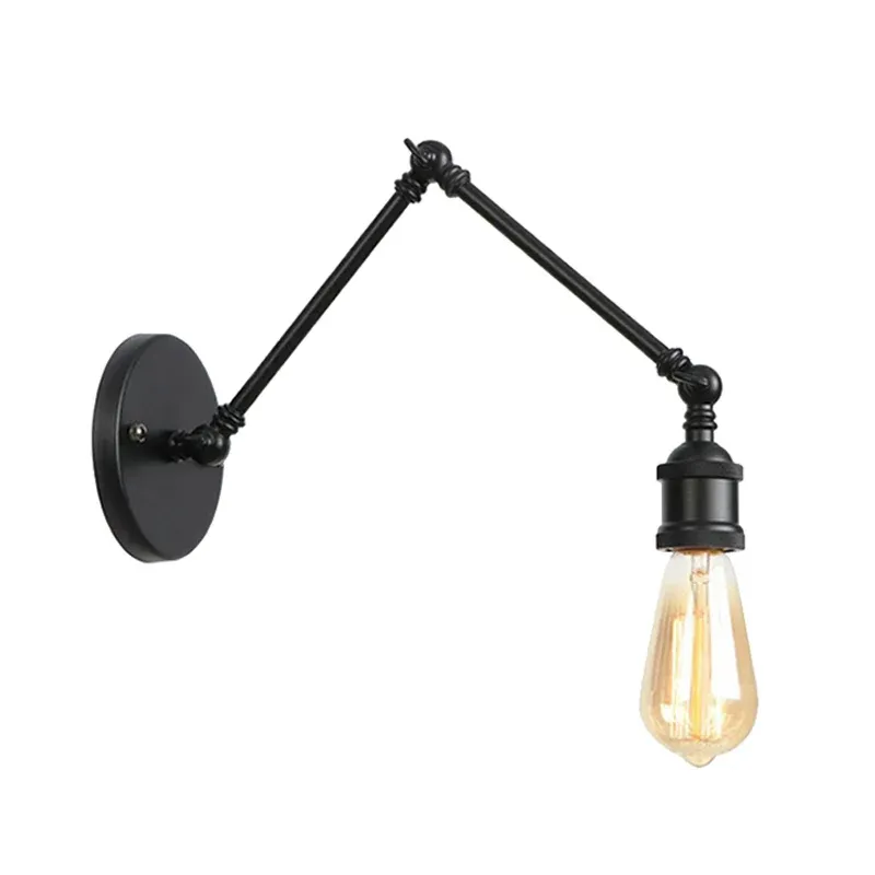 Cuscinetto Maglie Sconce industriale lampadina aperta con braccio oscillante Lampada da parete metallica 1 luce ottone/ner...