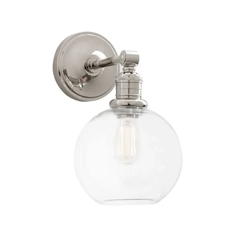 Cuscinetto Maglie Sconce metallo nero/cromato cono/globo, illuminazione industriale parete 1 luce per camera da letto