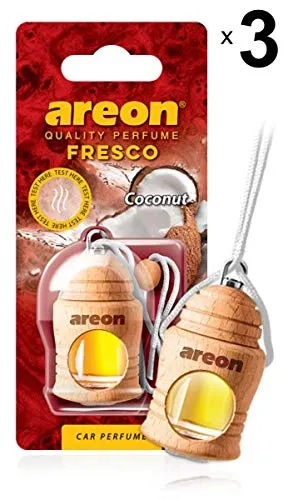 Areon Fresco Deodorante Auto Cocco Profumo Dolce Tropical Legno Bottiglie Da...