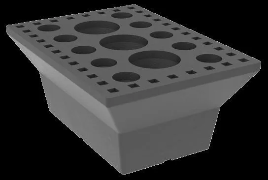 Blocco gomma elettrico 60 L140xW100xH60mm per veicoli elettrici e ibridi su piattaforme elevatrici forbice 100949 Busching