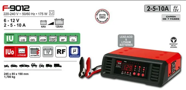 Caricabatterie Busching "HF-Charger" Ripple Free 6/12V 2/5/10A 4-140Ah "F-9012" 100930