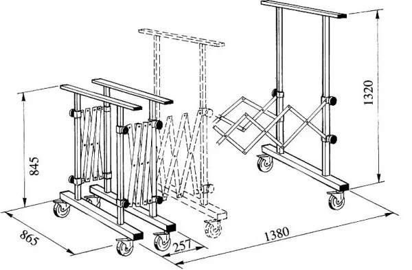 Carrello versatile telescopico Busching regolabile altezza e lunghezza 100432