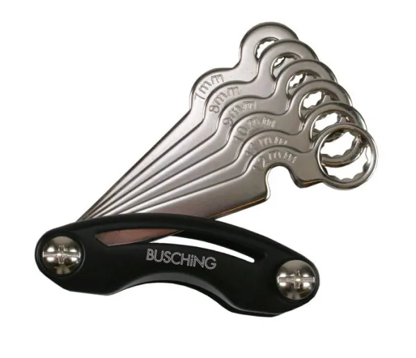 Set di chiavi per spurgo freni Busching supporto pieghevole 6 pezzi contenuto del set: 7 8 9 10 11 12 mm 100847
