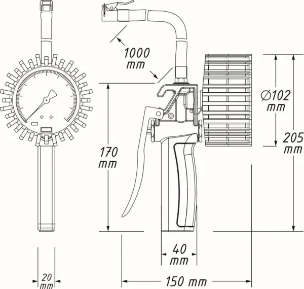Misuratore di gonfiaggio pneumatici Hazet calibrato 9041G-1