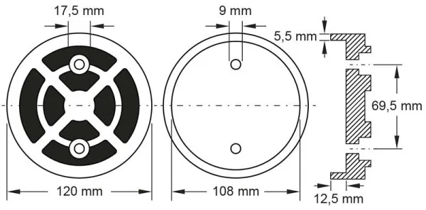 Piastra gomma KS Tools 07 per ascensori Launch / Twin Busch / RP Tools Ø 120 mm 160.0469