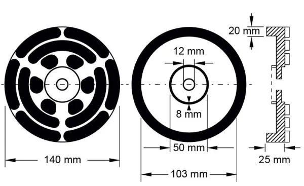 Piastra gomma KS Tools 20 per ascensori OMCN Ø 140 mm 160.0496