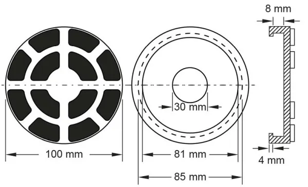 Piastra gomma KS Tools 06 per Ravaglioli / Sirio / Space lift Ø 100 mm 160.0468