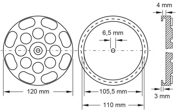 Piastra gomma KS Tools 13 per sollevatori JA Becker/ATH/HOFMANN/Hermann Ø 120 mm 160.0475
