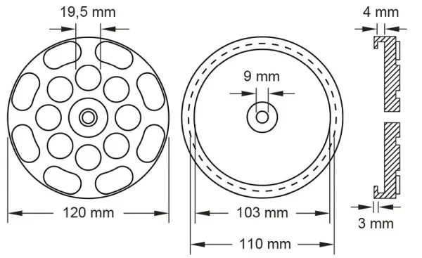 Piastra gomma KS Tools 12 per sollevatori JA Becker/ATH/HOFMANN/Hermann Ø 120 mm 160.0474