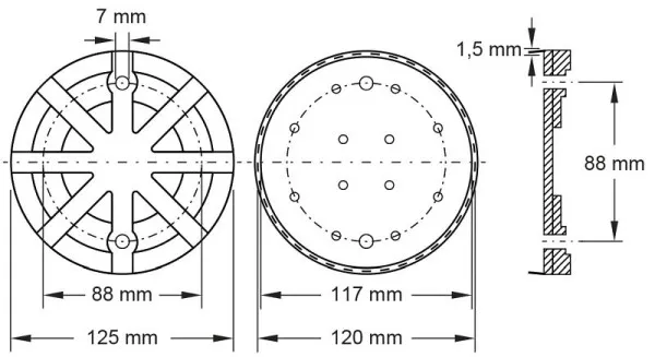 Piastra gomma KS Tools 04 per sollevatori noce / AMI Ø 125 mm 160.0466