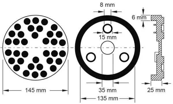 Piastra gomma KS Tools 18 per sollevatori Ravaglioli Ø 145 mm 160.0494
