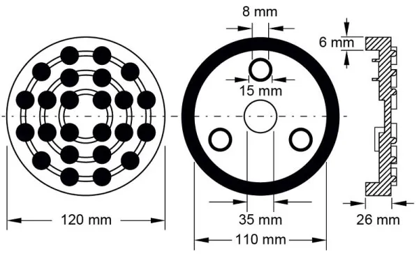 Piastra gomma KS Tools 16 per sollevatori Ravaglioli Ø 120 mm 160.0492