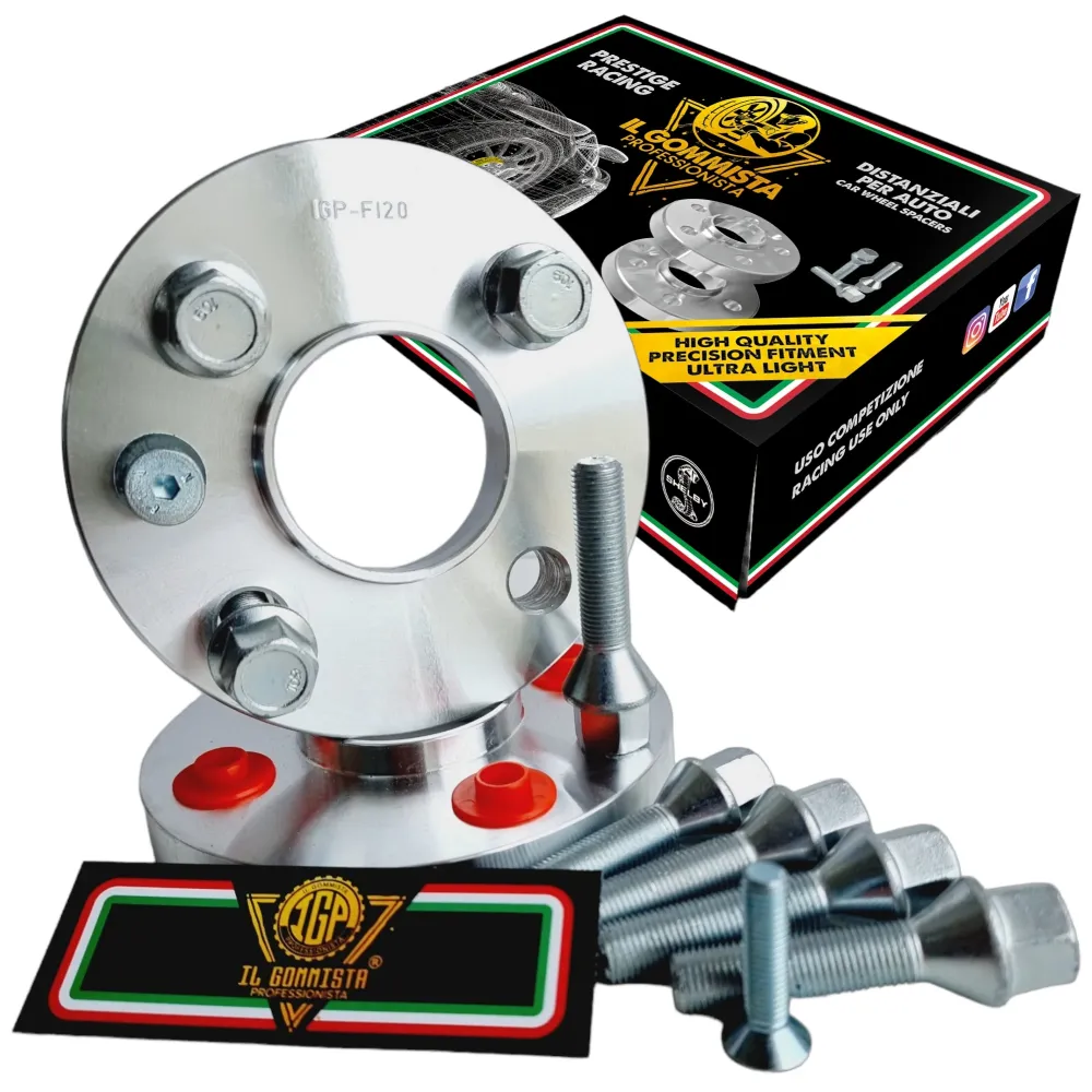2 Distanziali Ruote 4 x 98 Fiat Alfa Lancia + bulloni M12 x 1.25 Made Italy